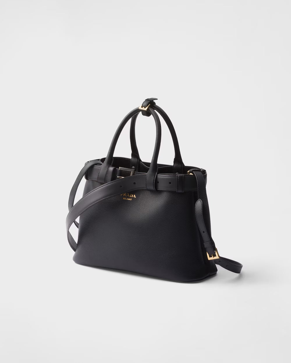 Prada Buckle Small Leather Handbag With Belt