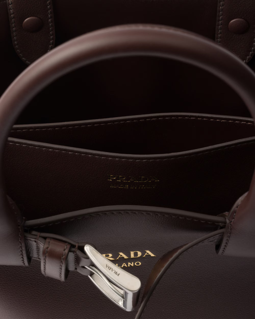 Prada Buckle Small Leather Handbag With Belt