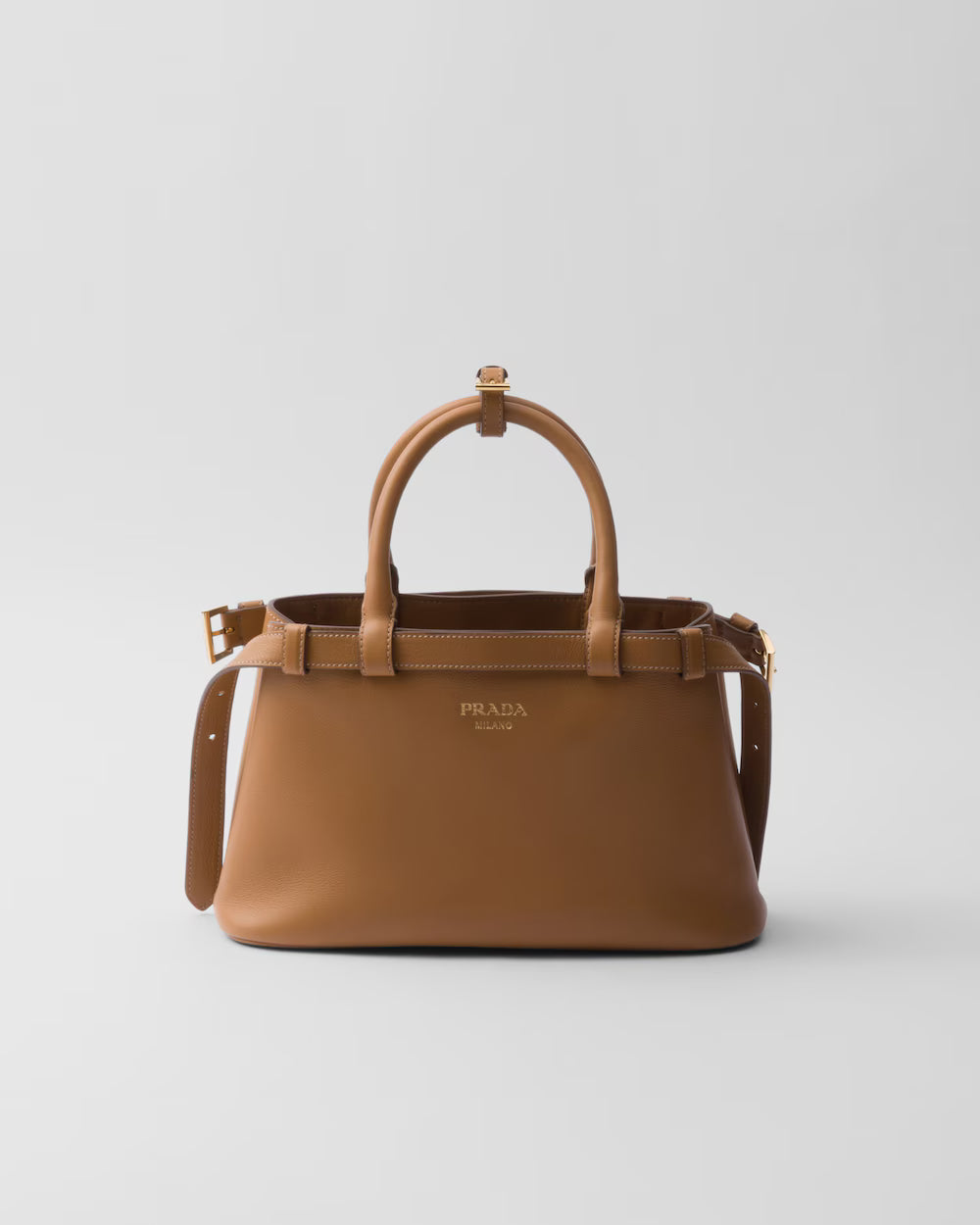 Prada Buckle Small Leather Handbag With Belt