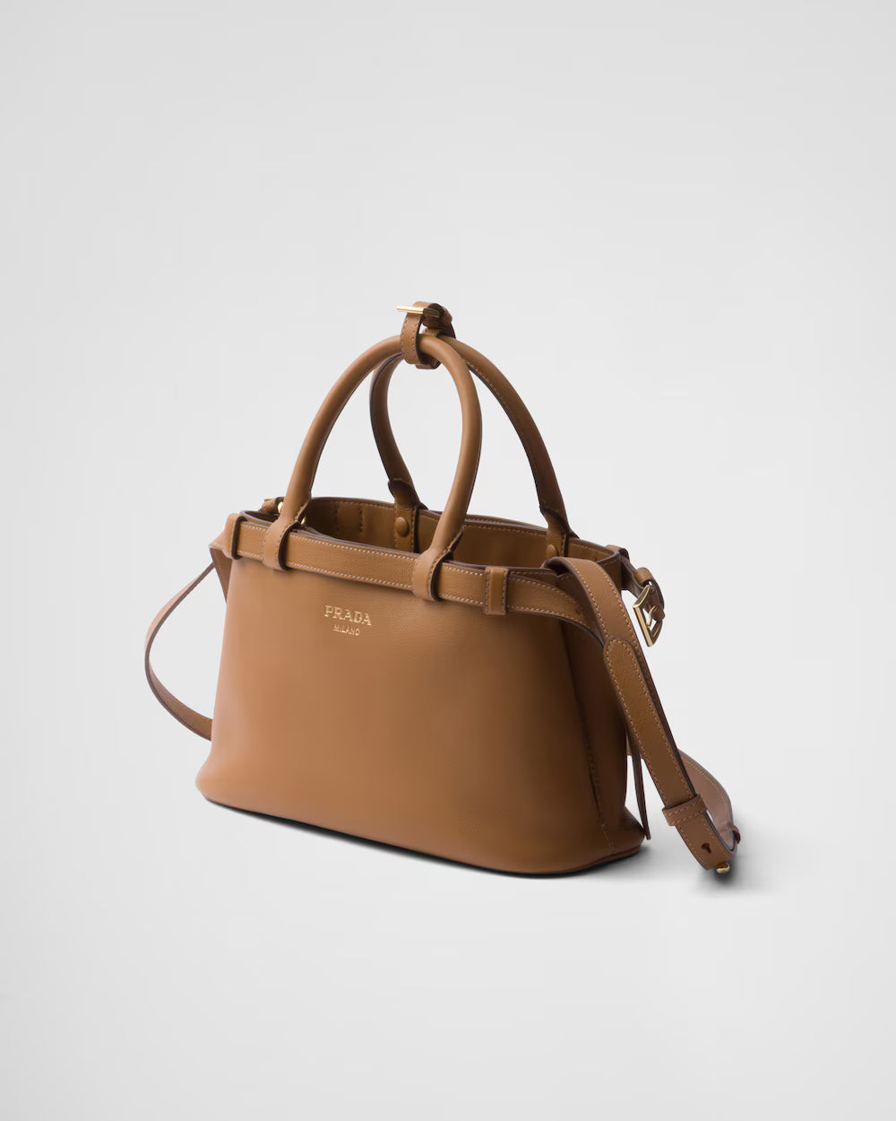 Prada Buckle Small Leather Handbag With Belt