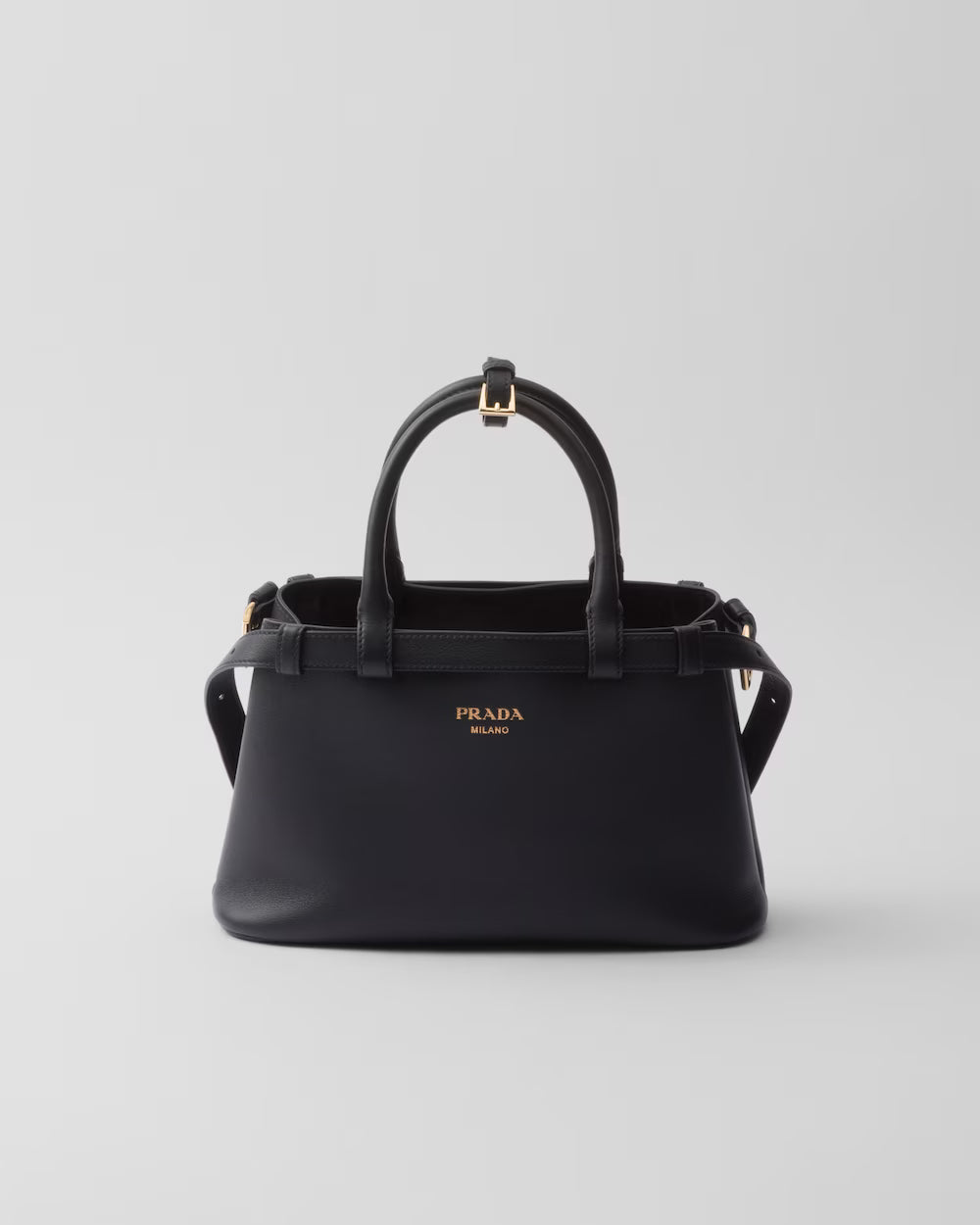 Prada Buckle Small Leather Handbag With Belt