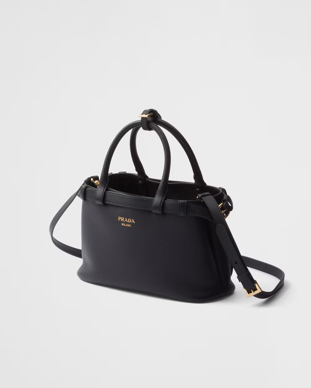 Prada Buckle Small Leather Handbag With Belt
