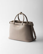 Prada Buckle Medium Leather Handbag With Double Belt