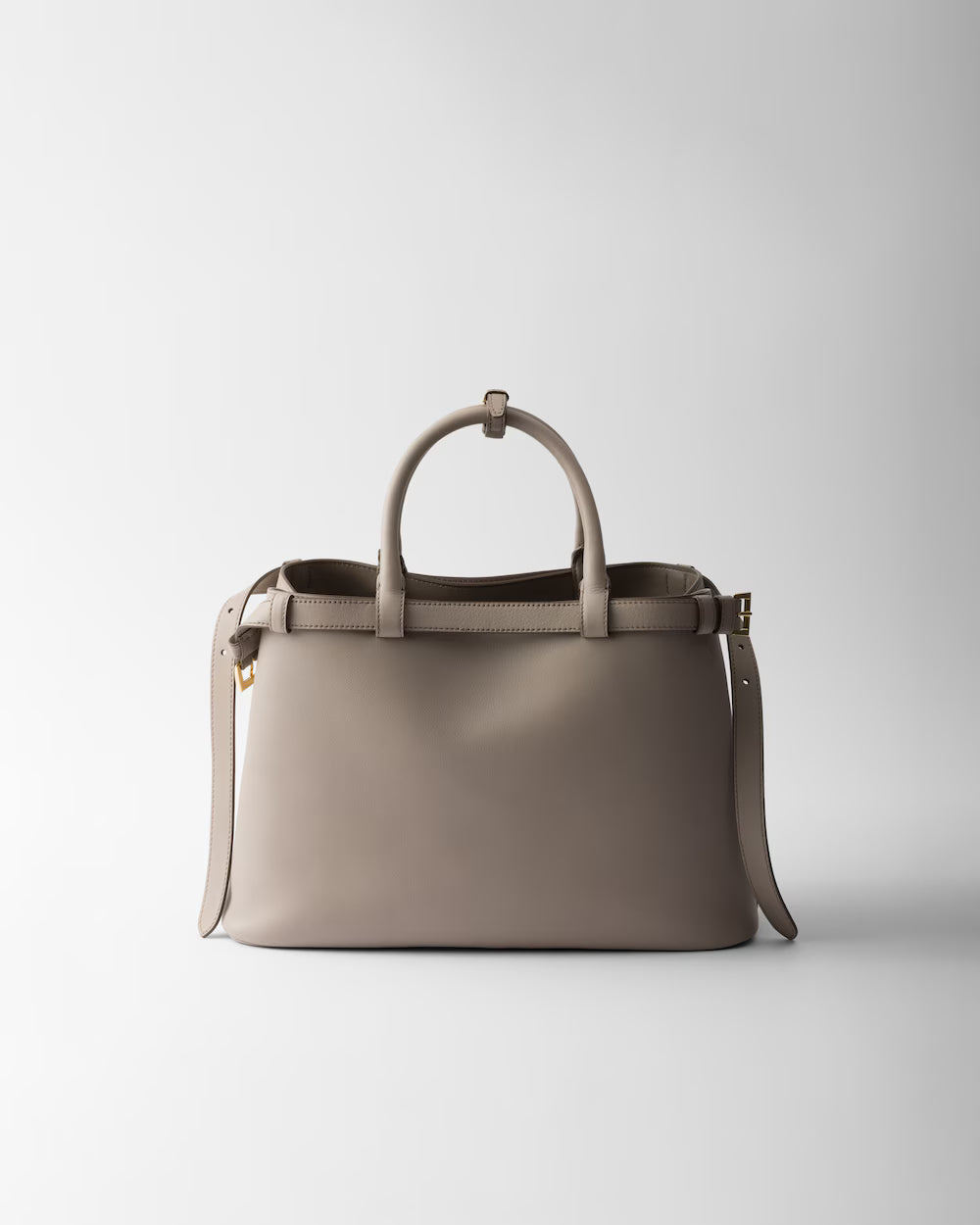 Prada Buckle Medium Leather Handbag With Double Belt