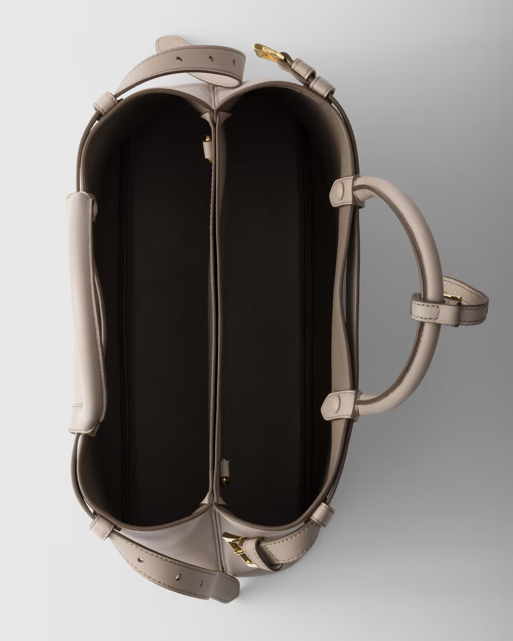 Prada Buckle Medium Leather Handbag With Double Belt