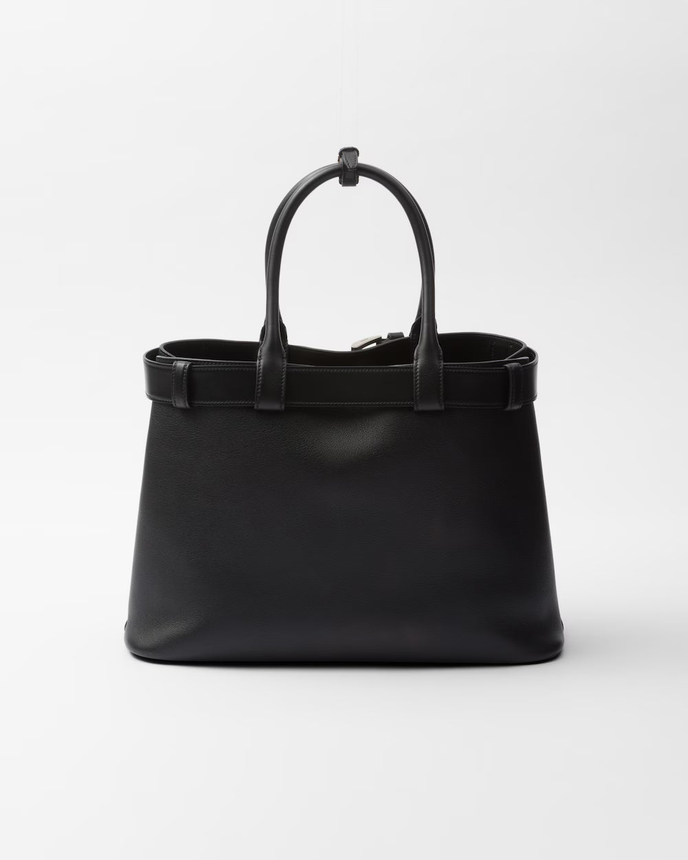 Prada Buckle Large Leather Handbag With Double Belt