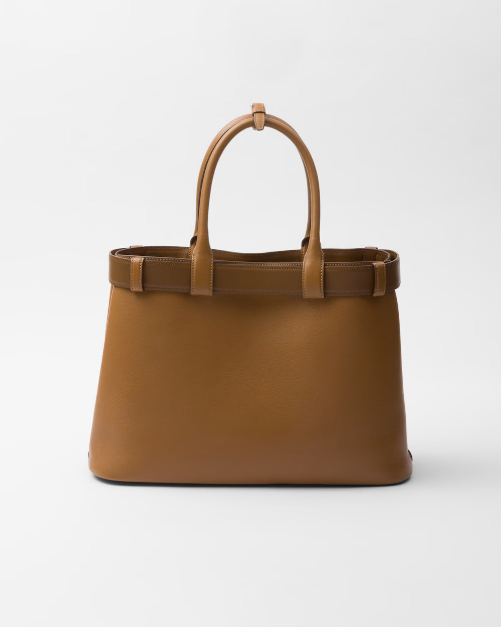 Prada Buckle Large Leather Handbag With Double Belt